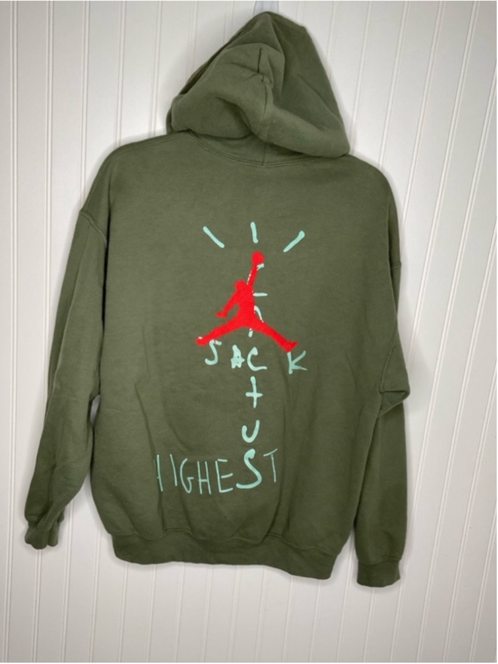 Men's Nike Travis Scott Air Jordan Hoodie Green Size L - Picture 3 of 6